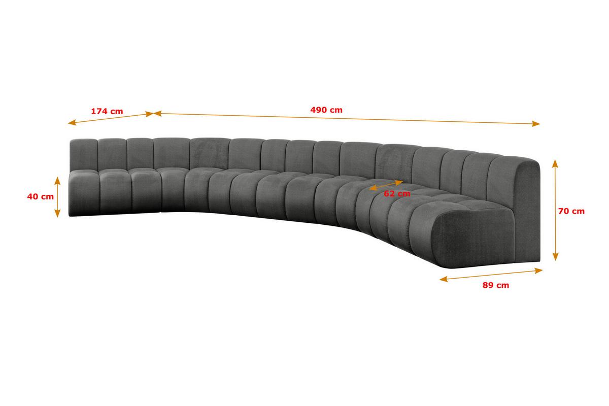 WOHNLANDSCHAFT modulares Sofa Montra-U1 - 490x174x70 cm Dunkelgrau - Dunkelgrau, Holzwerkstoff/Textil (490/70/174cm) - ALTDECOR