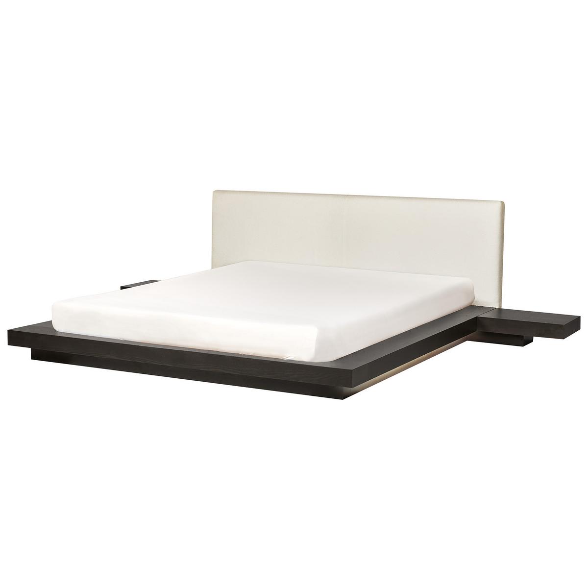 BETT 180/200 cm Dunkelbraun Zen - Dunkelbraun/Weiß, Holzwerkstoff (180/200cm) - Beliani