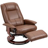 RELAXSESSEL Drehbar Fernsehsessel mit Liegefunktion, Fußstütze Kunstleder Braun - Braun, Holz/Kunststoff (87/100/78cm) - HOMCOM