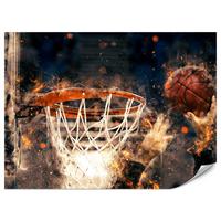 FOTOTAPETE für Jugendzimmer Aquarell Basketball Dunk Sport 400x280 - Beige/Schwarz, Papier (400/280cm) - Muralo