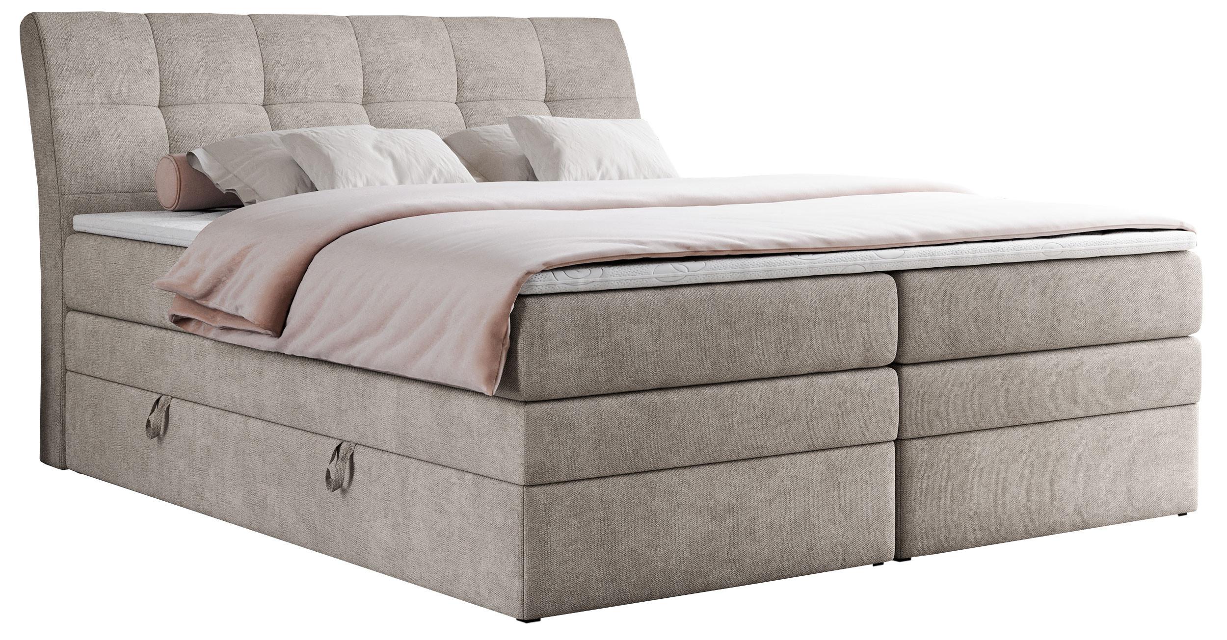BOXSPRINGBETT GOLD-10 KING 120/200 Beige Struktur - H3 - Beige, Holz/Textil (120/200cm) - MKS