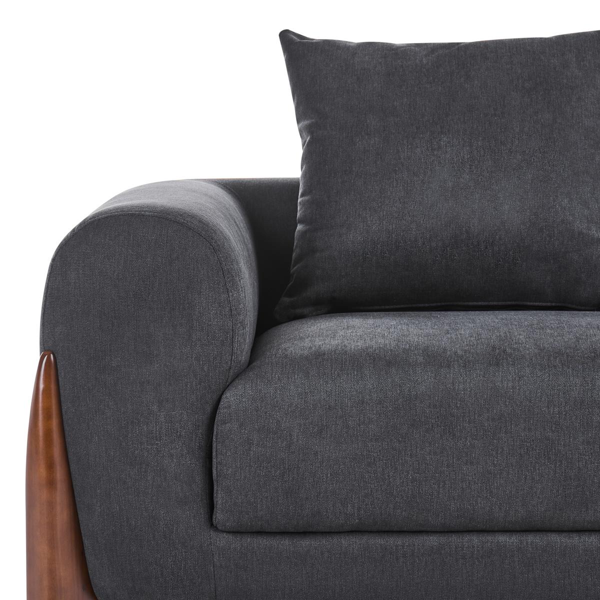 3-SITZER-SOFA Schwarz Vinliden - Schwarz/Braun, Textil (217/62/87cm) - Beliani
