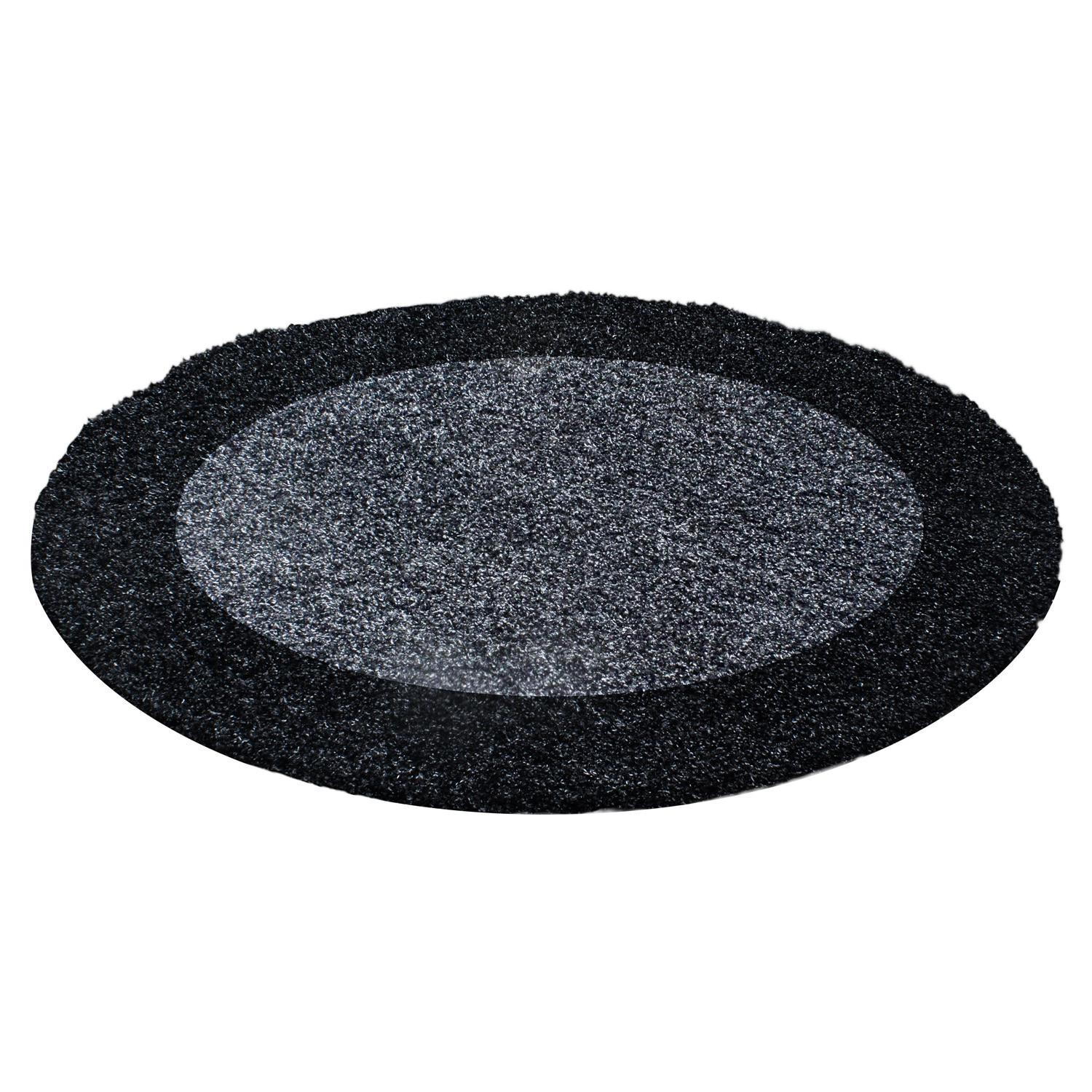 TEPPICH Hochflor RHEIN in Anthrazit, mit Bordüre, Ø 160 cm - Anthrazit, Textil (160/160cm) - KADIMA DESIGN