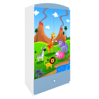 KINDERKLEIDERSCHRANK Safari - Blau, Holzwerkstoff (90/175/52cm) - RAUMHIRSCH FURNITURE