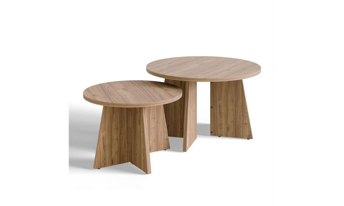 COUCHTISCH-SET MOCHA 2-teilig Ø 75/58 cm rund Nussbaum Royal - Nussbaumfarben, Holzwerkstoff (75/75/47cm) - Lookway