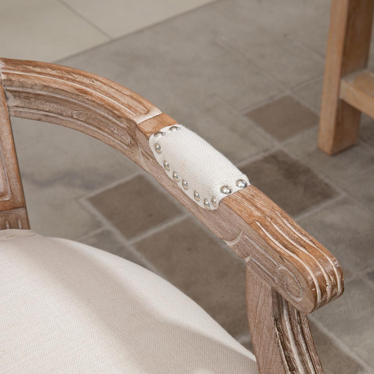 ESSZIMMERSTUHL Küchenstuhl mit Armlehne im Vintage Design Leinen Optik - Creme, Holz (59/96/54.5cm) - HOMCOM