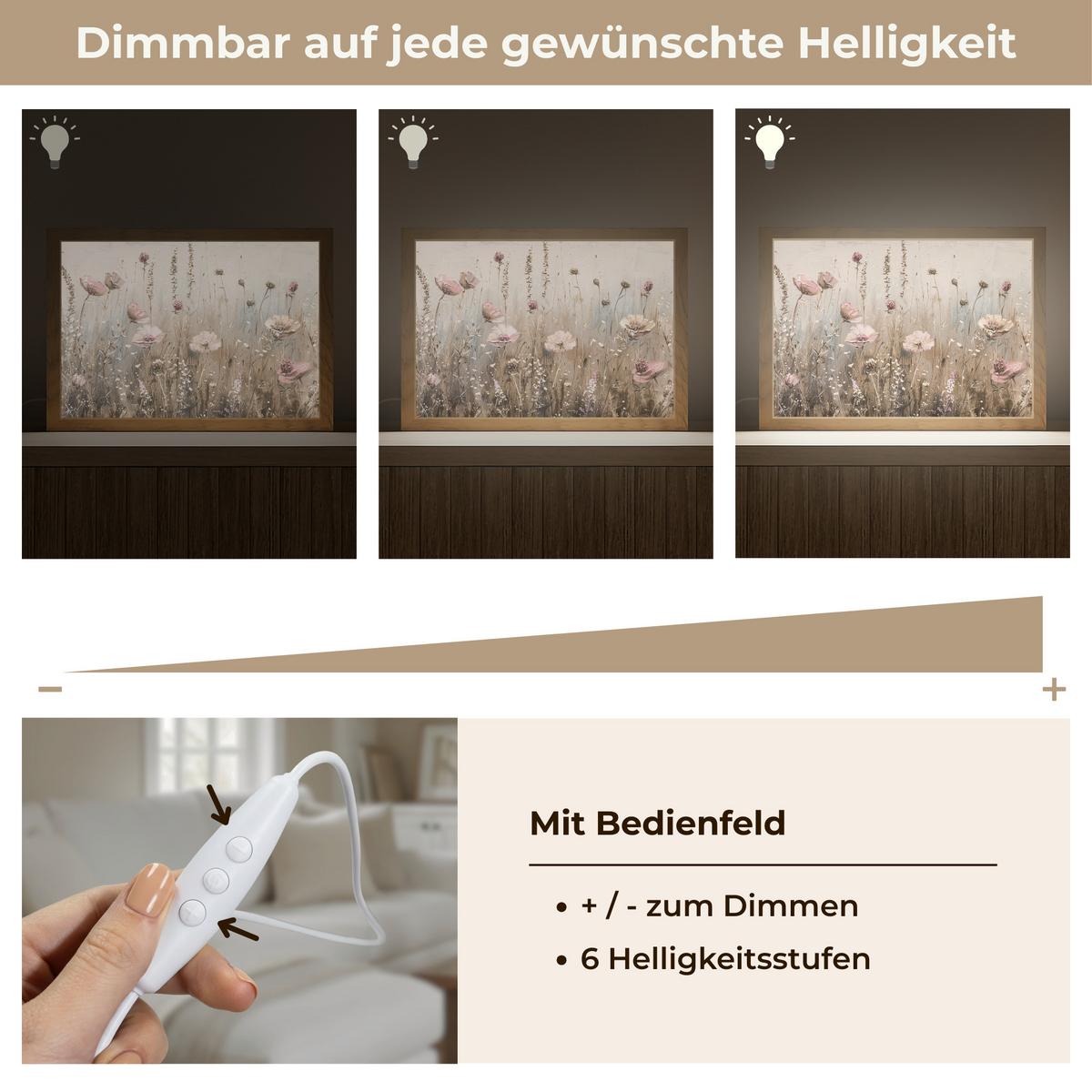 TISCHLEUCHTE Blumen - Rosa - Modern - Beige 30x20 cm - Akaziefarben, Holzwerkstoff (8/30/20cm) - OnlyWow