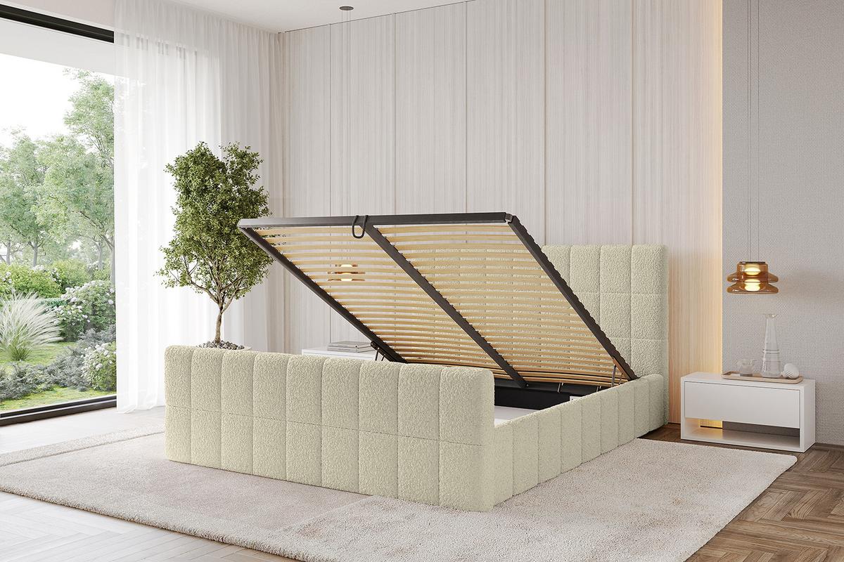 POLSTERBETT mit Bettkasten, Fußteil und Lattenrost, Boxbett ohne Matratze - AMEA-Z 180x200 Beige - Taupe, Holzwerkstoff/Textil (180/200cm) - ALTDECOR
