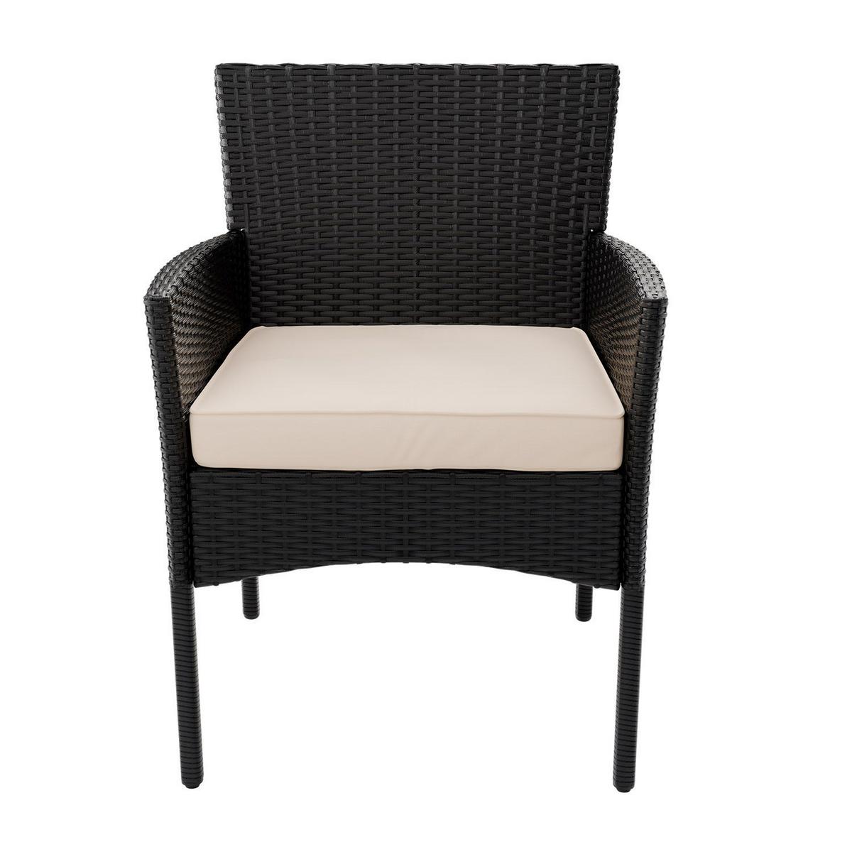 GARTENSET Fort Myers schwarz / cremeweiß inkl. Abdeckung - Creme/Schwarz, Kunststoff/Metall - Juskys