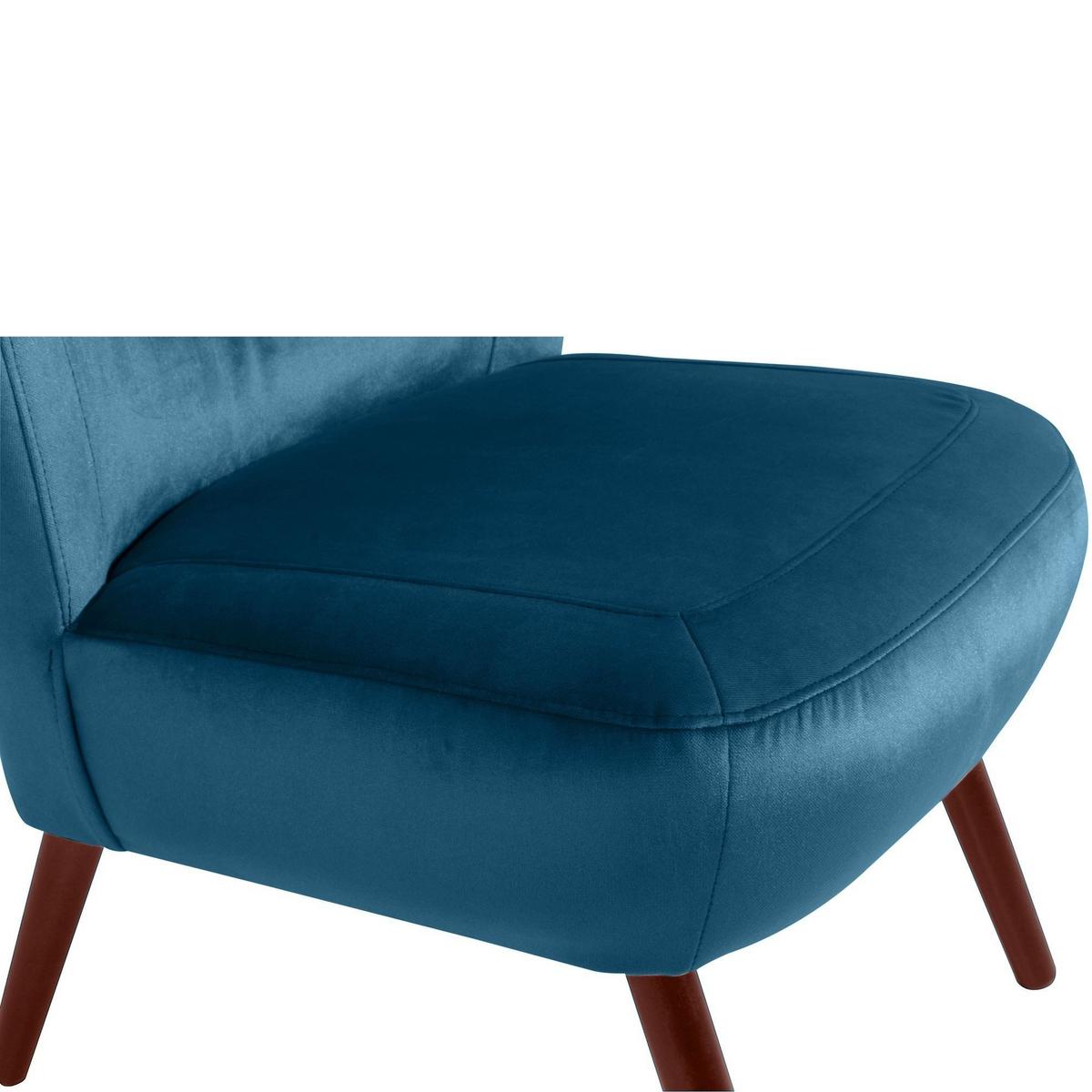 SESSEL Kathy Bezug Samtvelours Buche nussbaum dunkel / petrol - Blau, Kunststoff (70/86/69cm) - 58aufmkessel