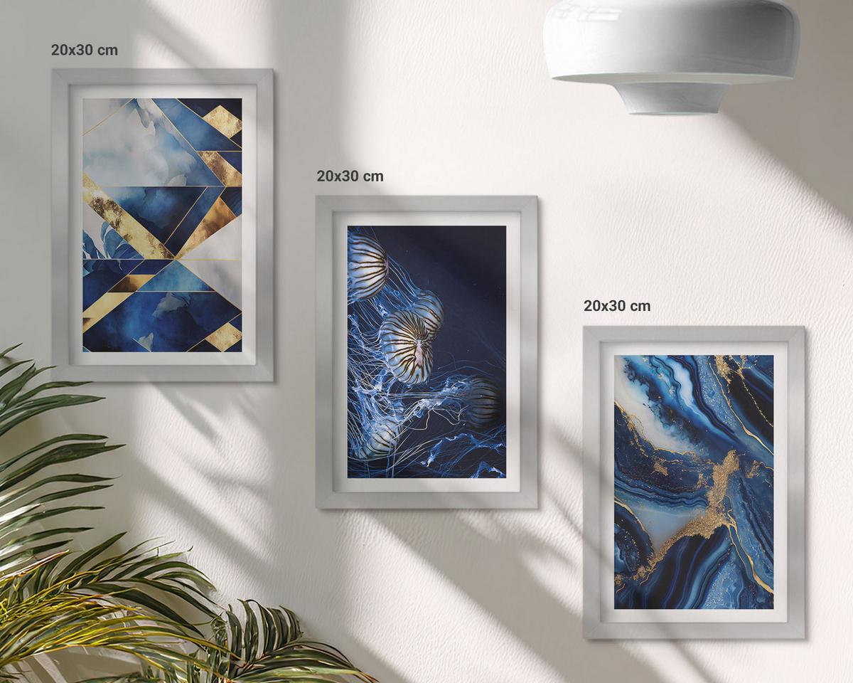 BILDER SET 3er Set - 20x30 cm Silberner Rahmen - Abstrakte, elegante Muster - Silberfarben, Kunststoff (20/30cm) - TULUP