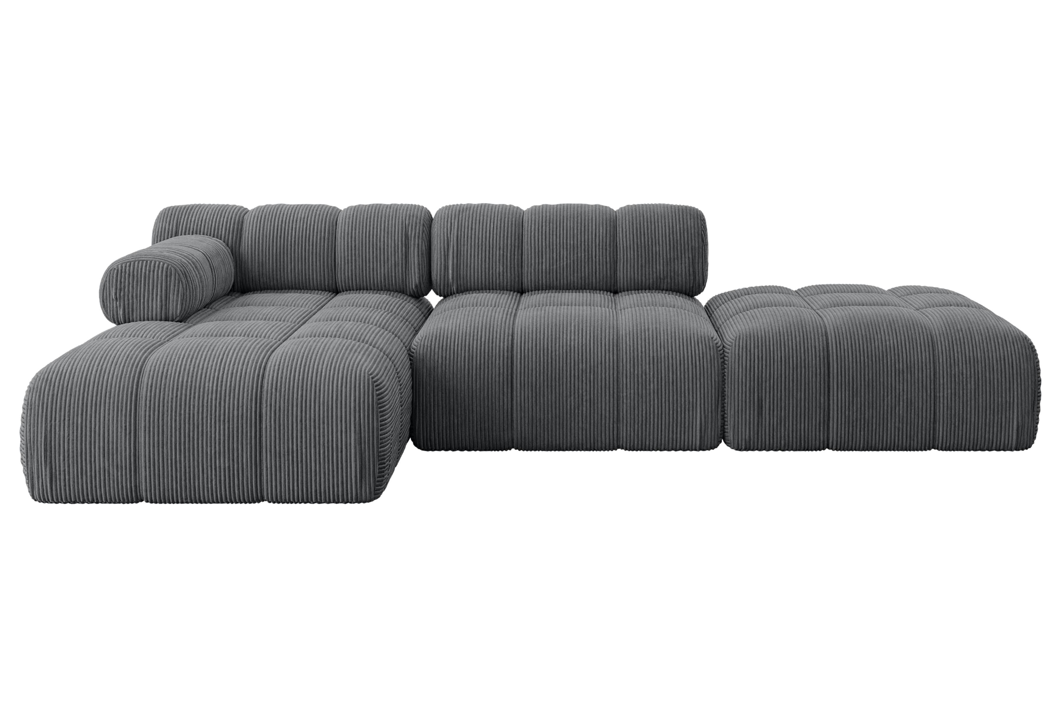ECKSOFA modulares Sofa Lizur-L1 - 285x160x70 cm Dunkelgrau Cord - Dunkelgrau, Holzwerkstoff/Textil (285/160cm) - ALTDECOR