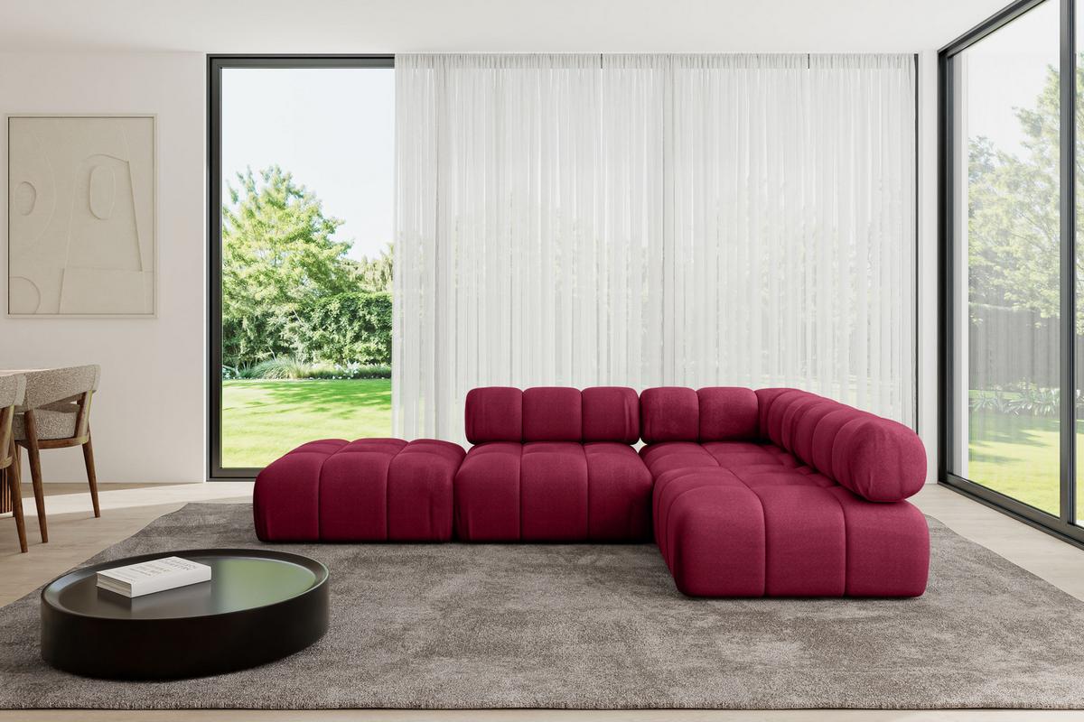 ECKSOFA modulares Sofa Favio-L1 - 285x190x70 cm Bordeauxrot Velours - Bordeaux, Holzwerkstoff/Textil (285/190cm) - ALTDECOR