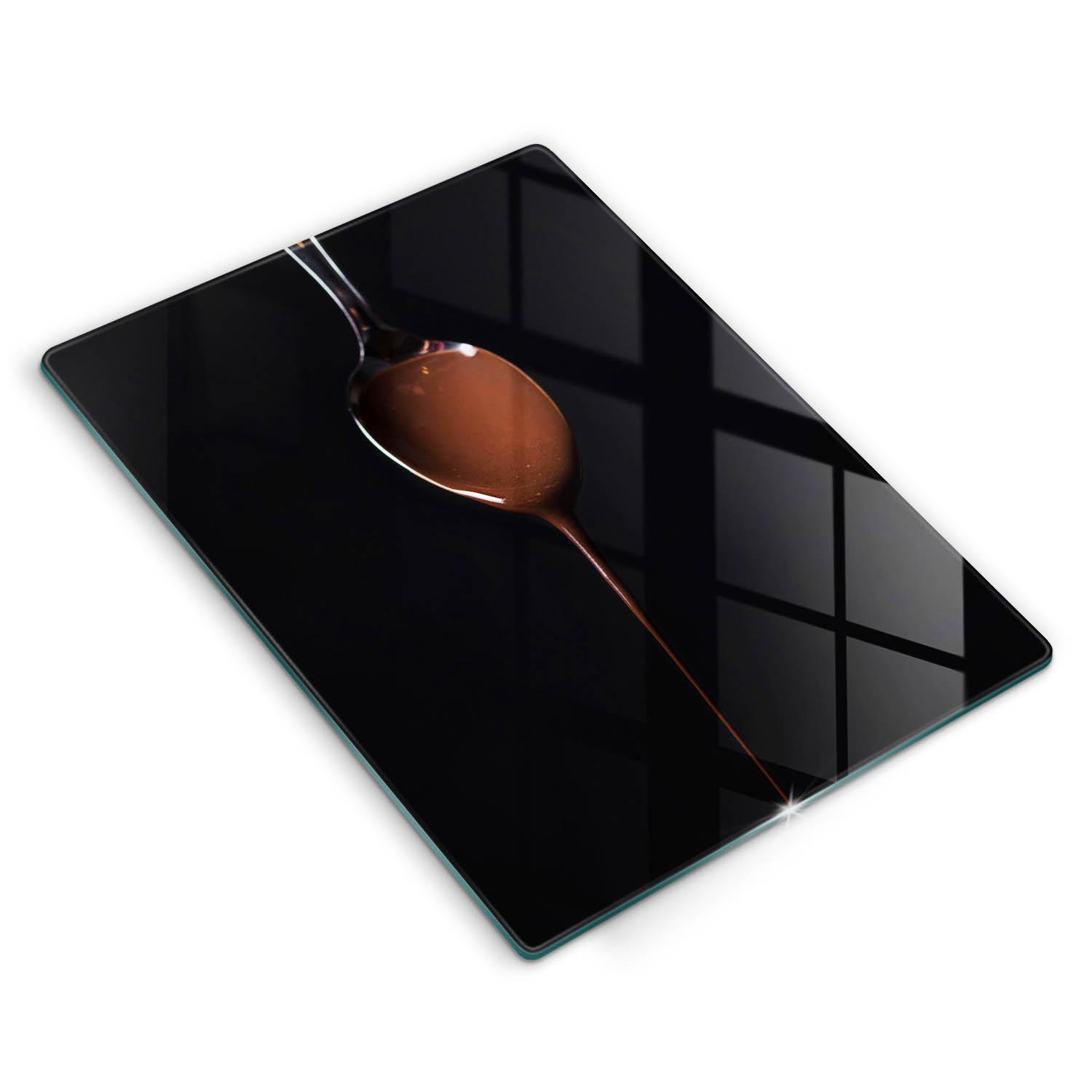 GLASPLATTE 40x52 cm Löffel mit Schokolade - Hellbraun, Glas (40/52cm) - Wallfluent