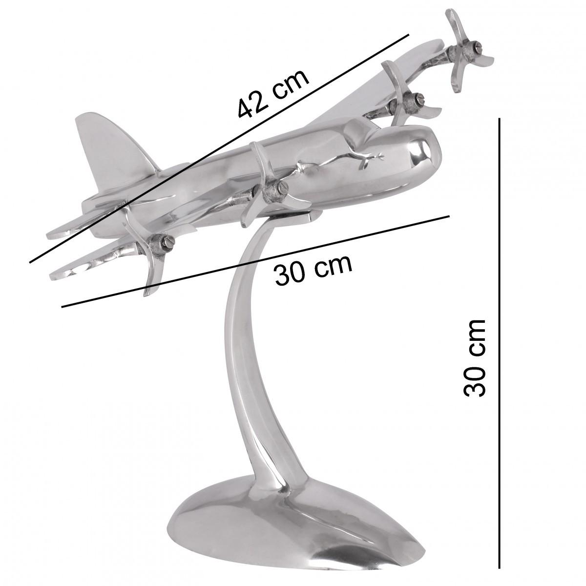 DEKOFIGUR Flugzeugpropeller Aluminium Silber 42x30 cm handgefertigt - Silberfarben, Metall (42/42/30cm) - KADIMA DESIGN