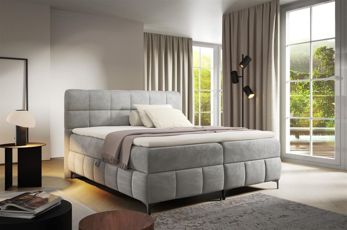 BOXBETT Sophie In Salvador - Silberfarben, Holzwerkstoff/Textil (160/200cm) - Fun Möbel