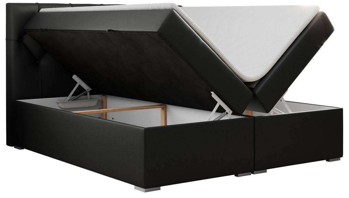 BOXBETT ALDA 120/200 Schwarz Kunstleder - H3 - Schwarz, Holz/Textil (120/200cm) - MKS