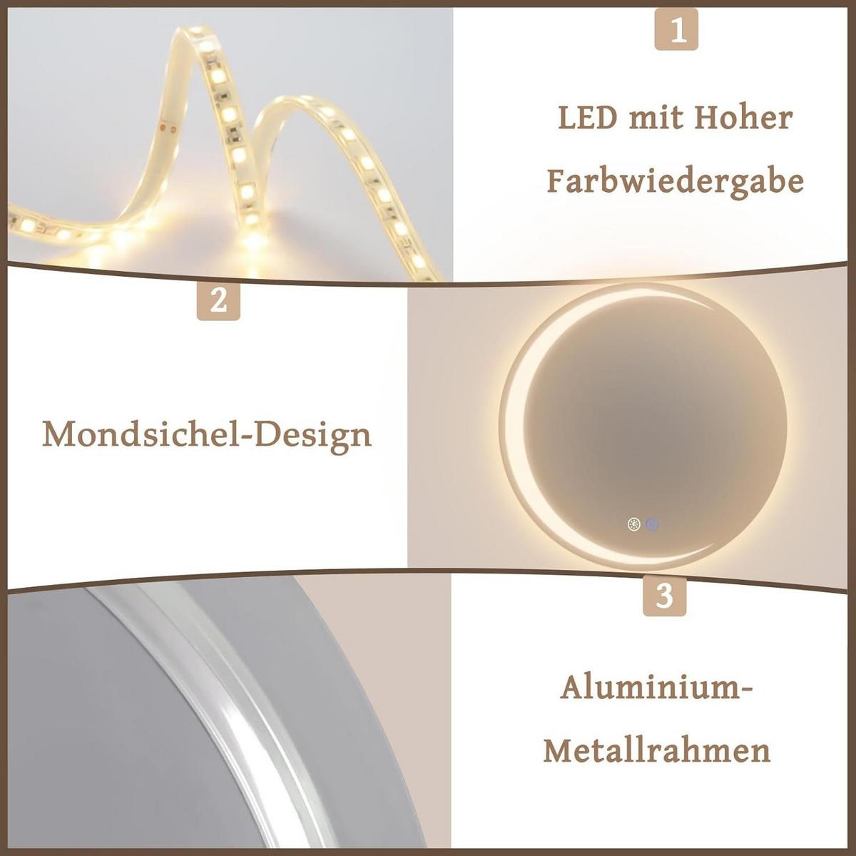 BADSPIEGEL Modern Linas 80/2.4/80 cm - Silberfarben, Glas/Metall (2.4/80/80cm) - ZMH