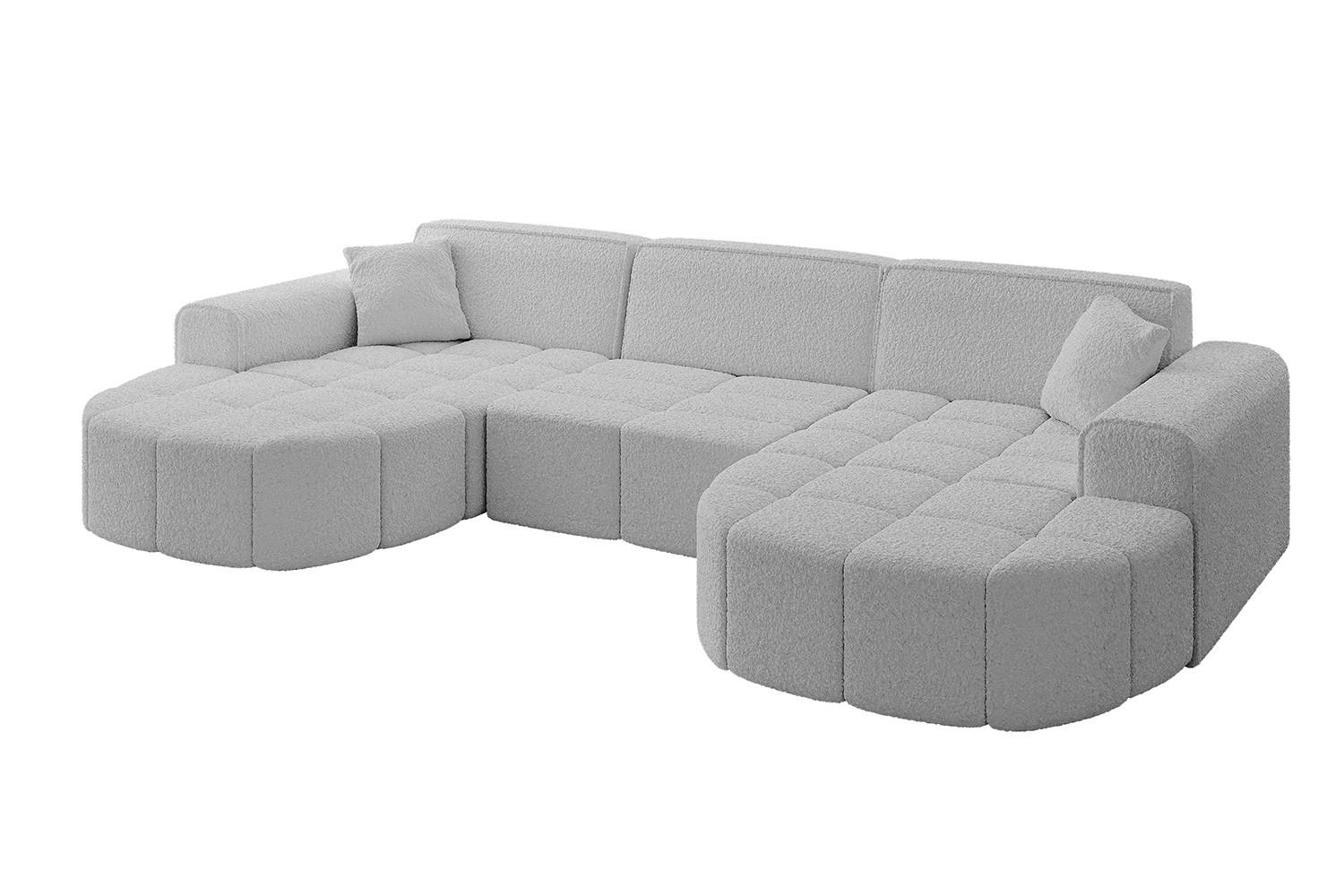 WOHNLANDSCHAFT LIVO-U1 - 315x173x79,5 cm Hellgrau - Hellgrau, Holzwerkstoff/Textil (315/79/173cm) - ALTDECOR