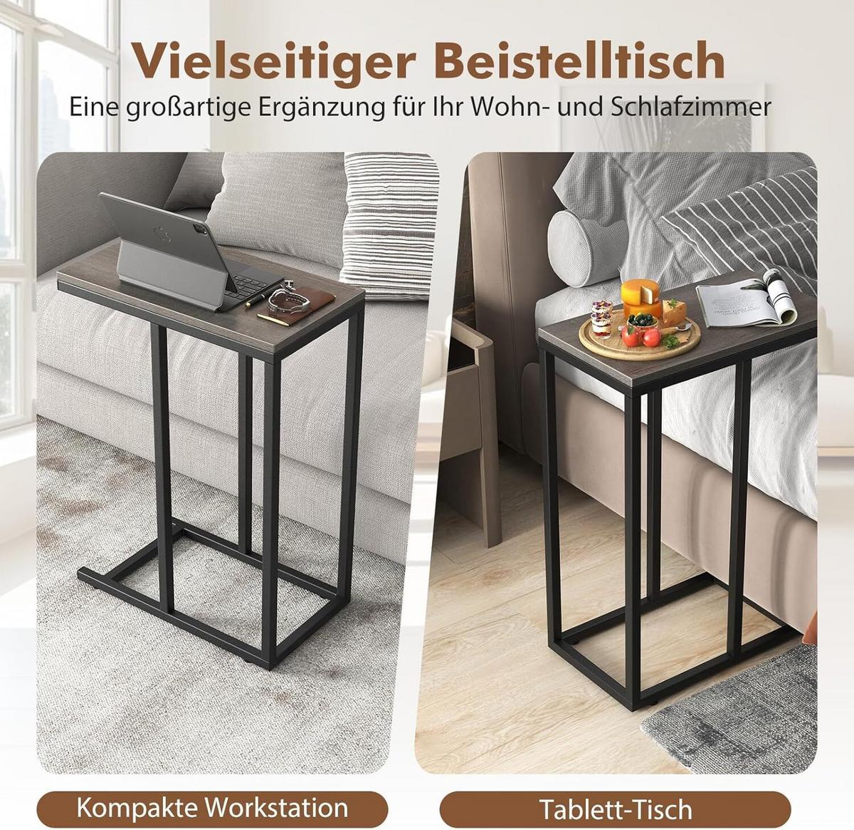 BEISTELLTISCH 64cm Graueiche - Grau, Holz (25/45/64cm) - COSTWAY