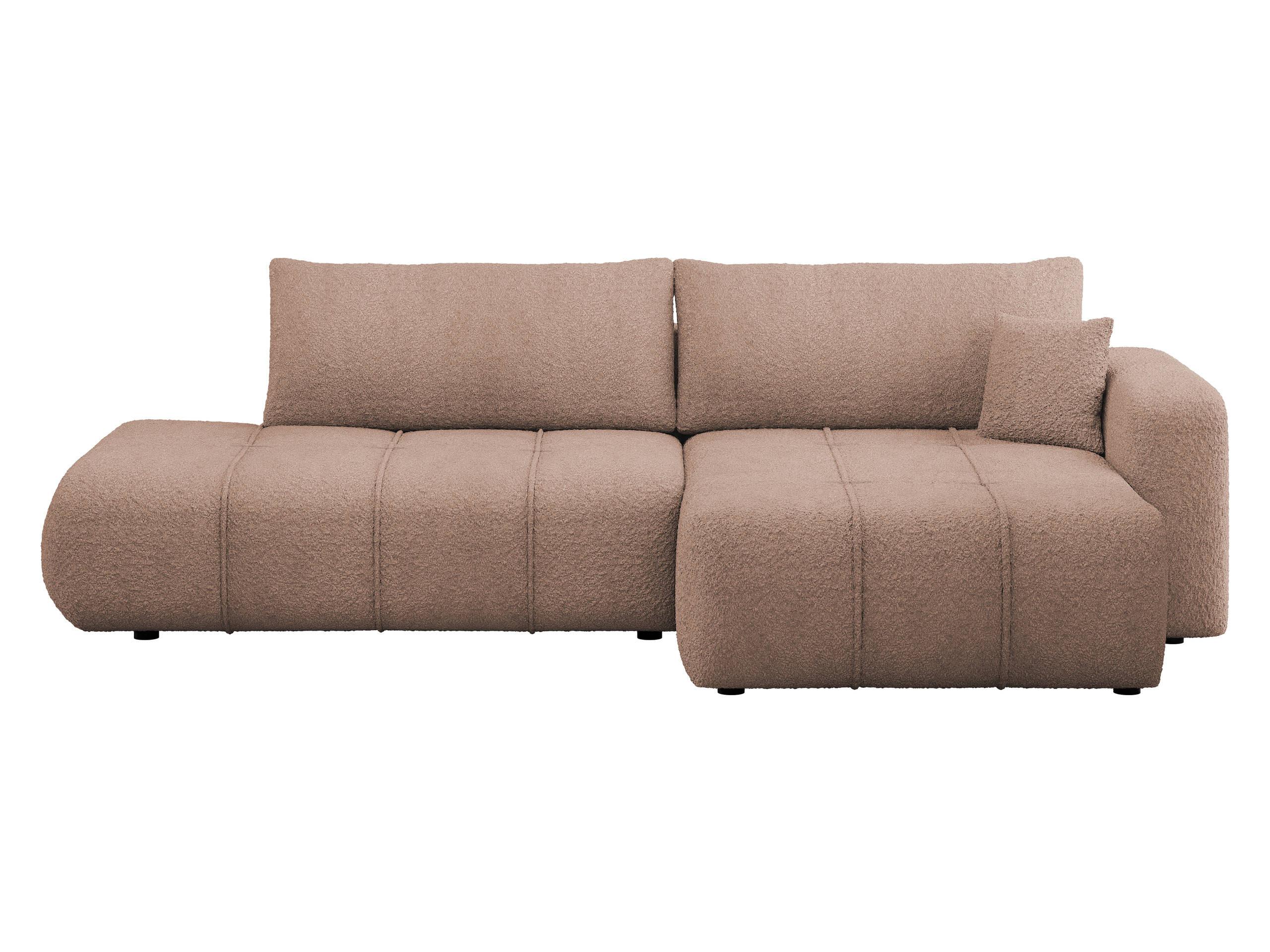 ECKSOFA Furyn O Boucle, Seite: Rechts - Hellbraun/Schwarz, Holzwerkstoff/Kunststoff (262/145cm) - MIRJAN24