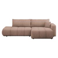 ECKSOFA Furyn O Boucle, Seite: Rechts - Hellbraun/Schwarz, Holzwerkstoff/Kunststoff (262/145cm) - MIRJAN24