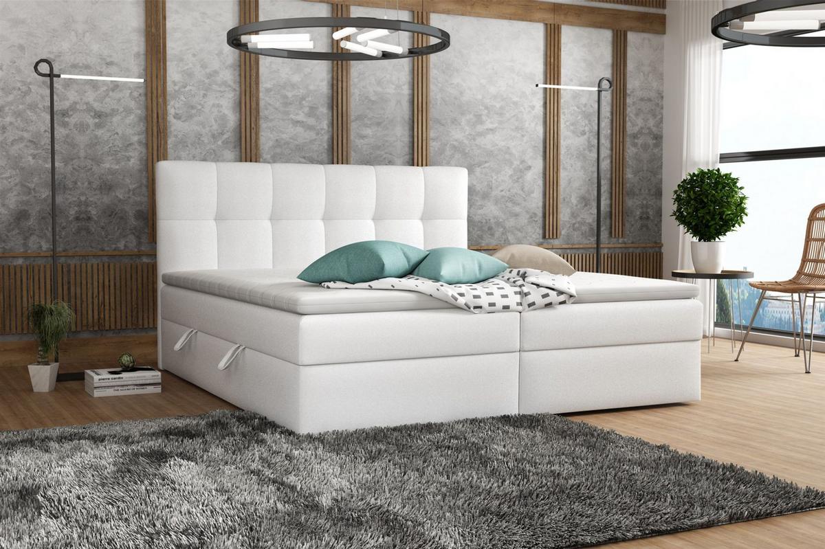 BOXBETT Arturo In Kunstleder Soft - Weiß, Holzwerkstoff/Textil (120/200cm) - Fun Möbel