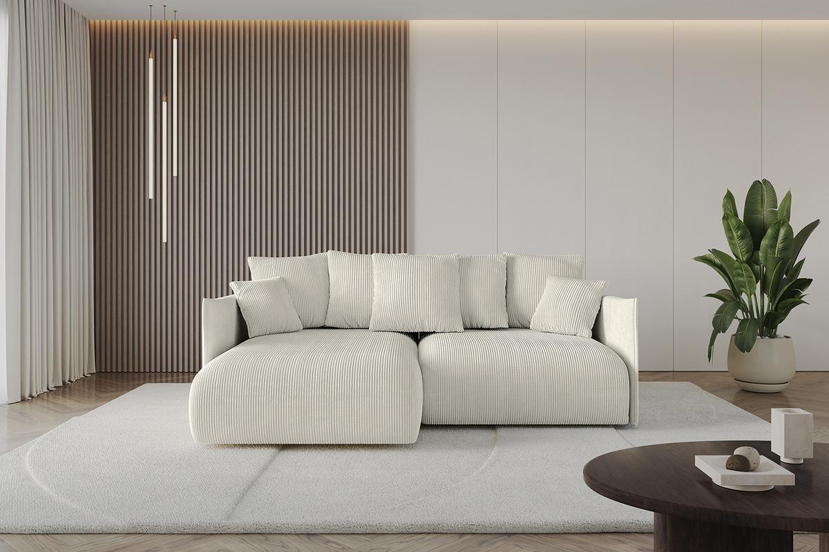 ECKSOFA Ottomane links ONESK-L 216x177x72 Creme Cord - Hellgrau/Creme, Holzwerkstoff/Kunststoff (216/177cm) - ALTDECOR