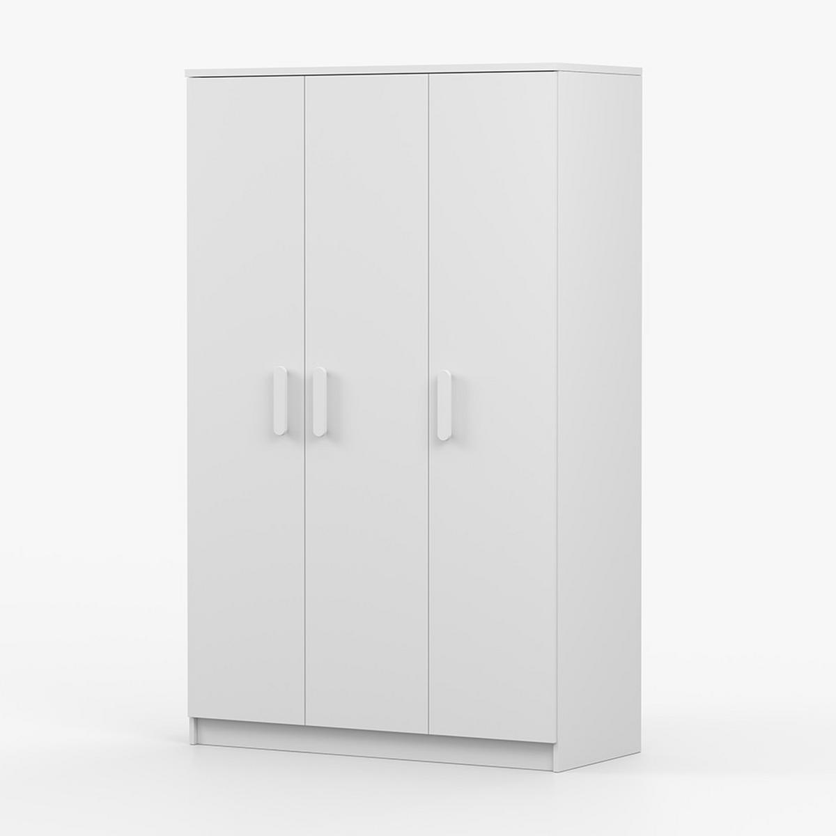 KLEIDERSCHRANK Jonas I 2D 19, 120/192/50, 3-türig, weiß - Weiß, Holzwerkstoff (120/194/50cm) - imoebel24