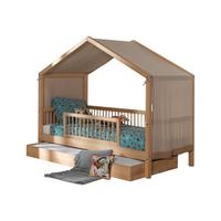 HAUSBETT Kelci 90x200 Bettschublade Absturzschutz Buche massiv natur - Buchefarben, Holz (90/200cm) - 58aufmkessel