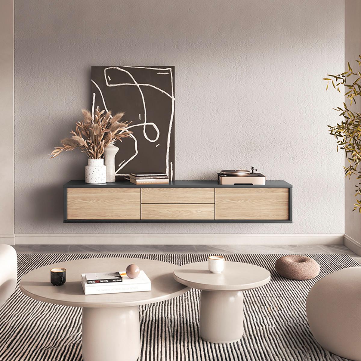 TV-MÖBEL Idra Holz und Grau - Grau, Holzwerkstoff (180/32/36cm) - Petits-meubles