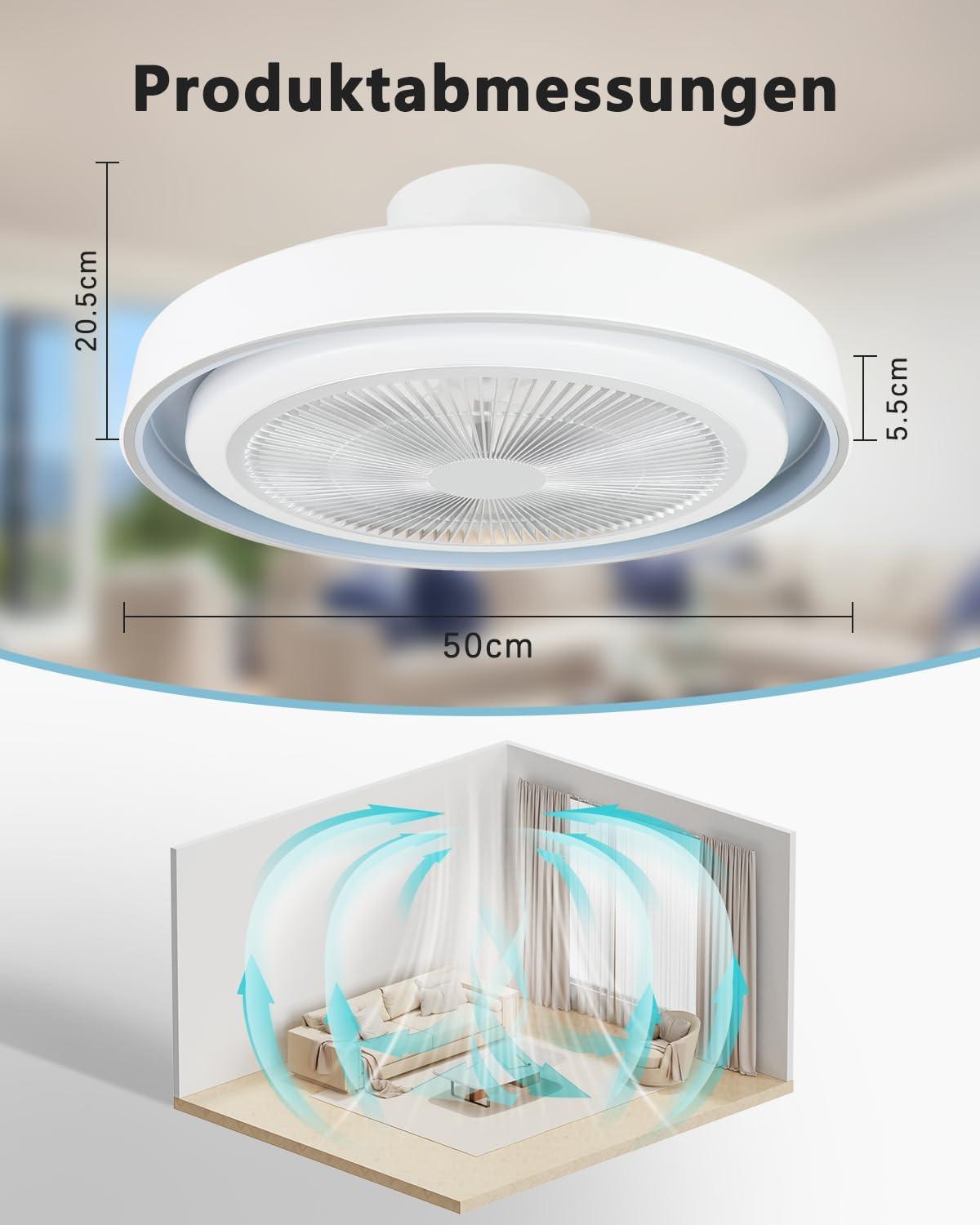 DECKENLEUCHTE mit Ventilator Avalis 50/50/20.5 cm - Weiß, Metall (50/50/20.5cm) - ZMH
