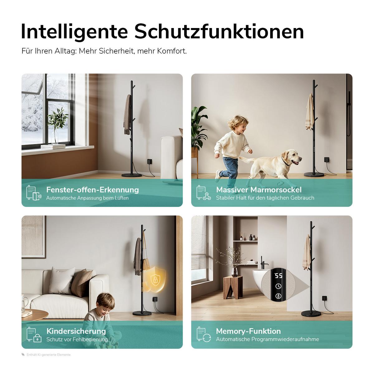 HANDTUCHHEIZKÖRPER elektrisch freistehend 100W - Schwarz, Metall (32/150/32cm) - EMKE