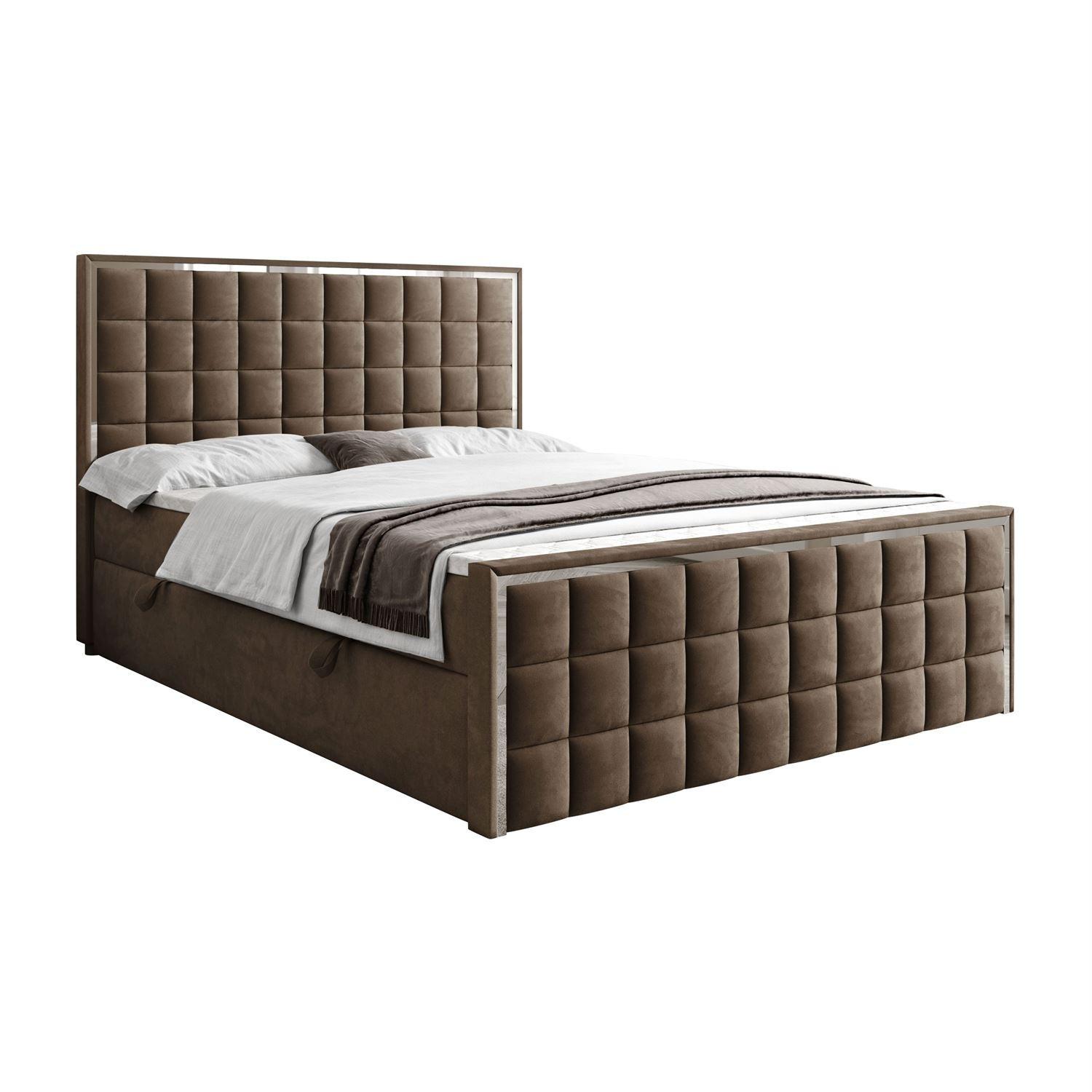 BOXSPRINGBETT ISADORA II SILVER mit Bettkasten und Topper 160x200 cm Royal Velvet 196 - Braun, Textil - Lookway