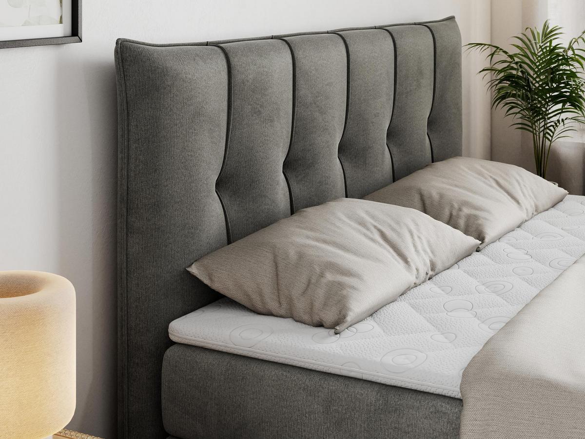 BOXSPRINGBETT PREMIUM 10 KING 180/200 Dunkelgrau Velvet - H3 - Dunkelgrau, Holz/Textil (180/200cm) - MKS