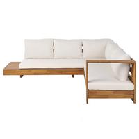 LOUNGE-SET 5-Sitzer hellbraun rechtsseitig Marettimo - Hellbraun, Holz - Beliani