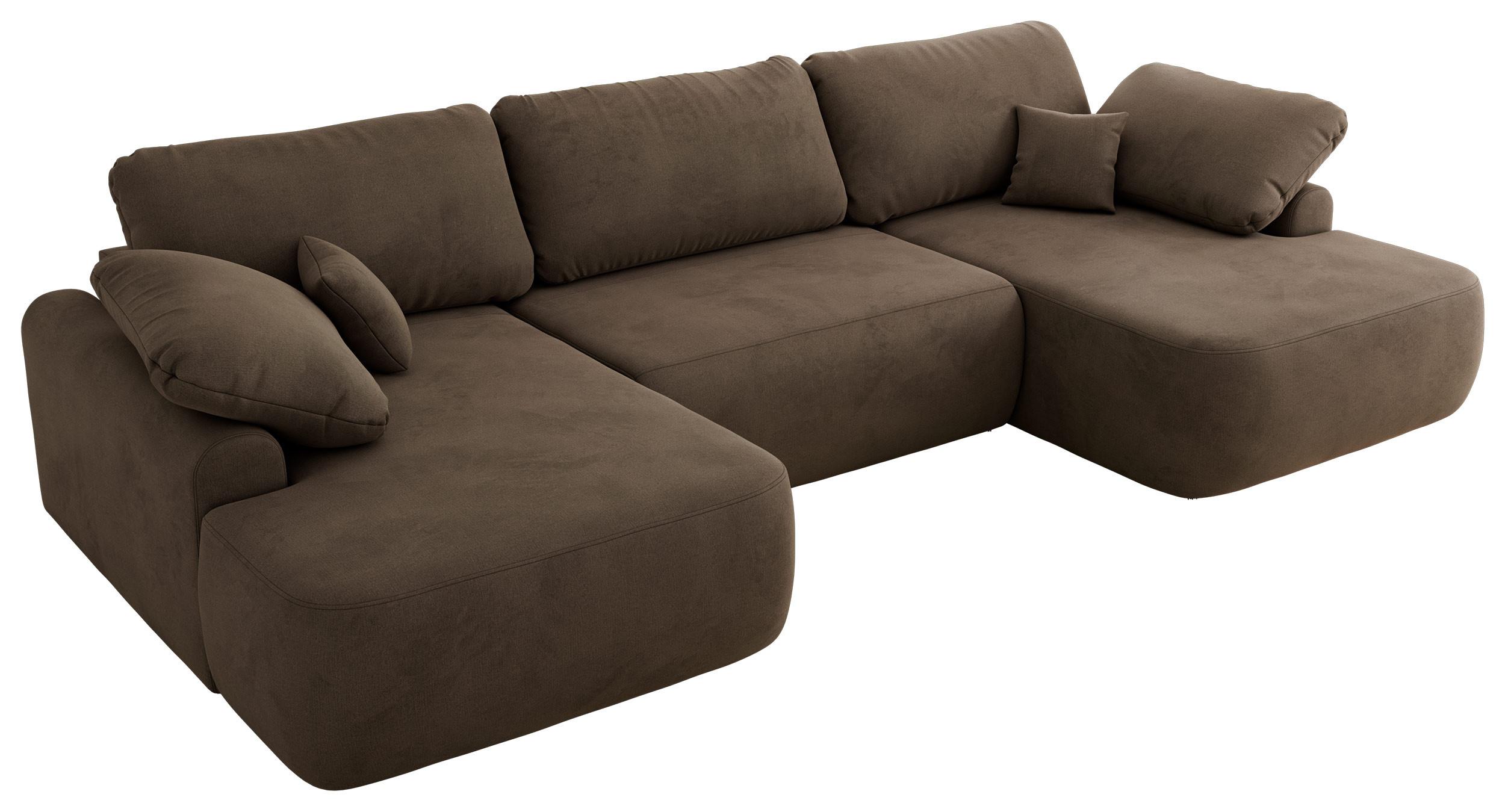 WOHNLANDSCHAFT CUBO U Braun Velvet - Schwarz/Braun, Kunststoff/Textil (370/100/187cm) - MKS
