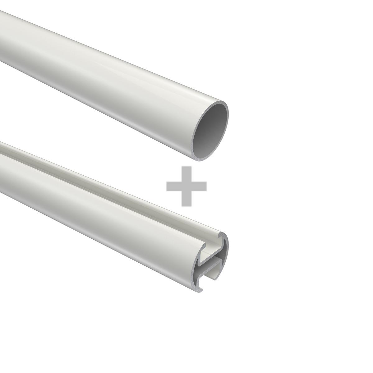 GARDINENSTANGE RUNDROHR-INNENLAUF Platon Sitra 280 cm (geteilt in 2 x 140 cm), 2-läufig, 20 mm Ø Weiß - Weiß, Metall (280cm) - INTERDECO