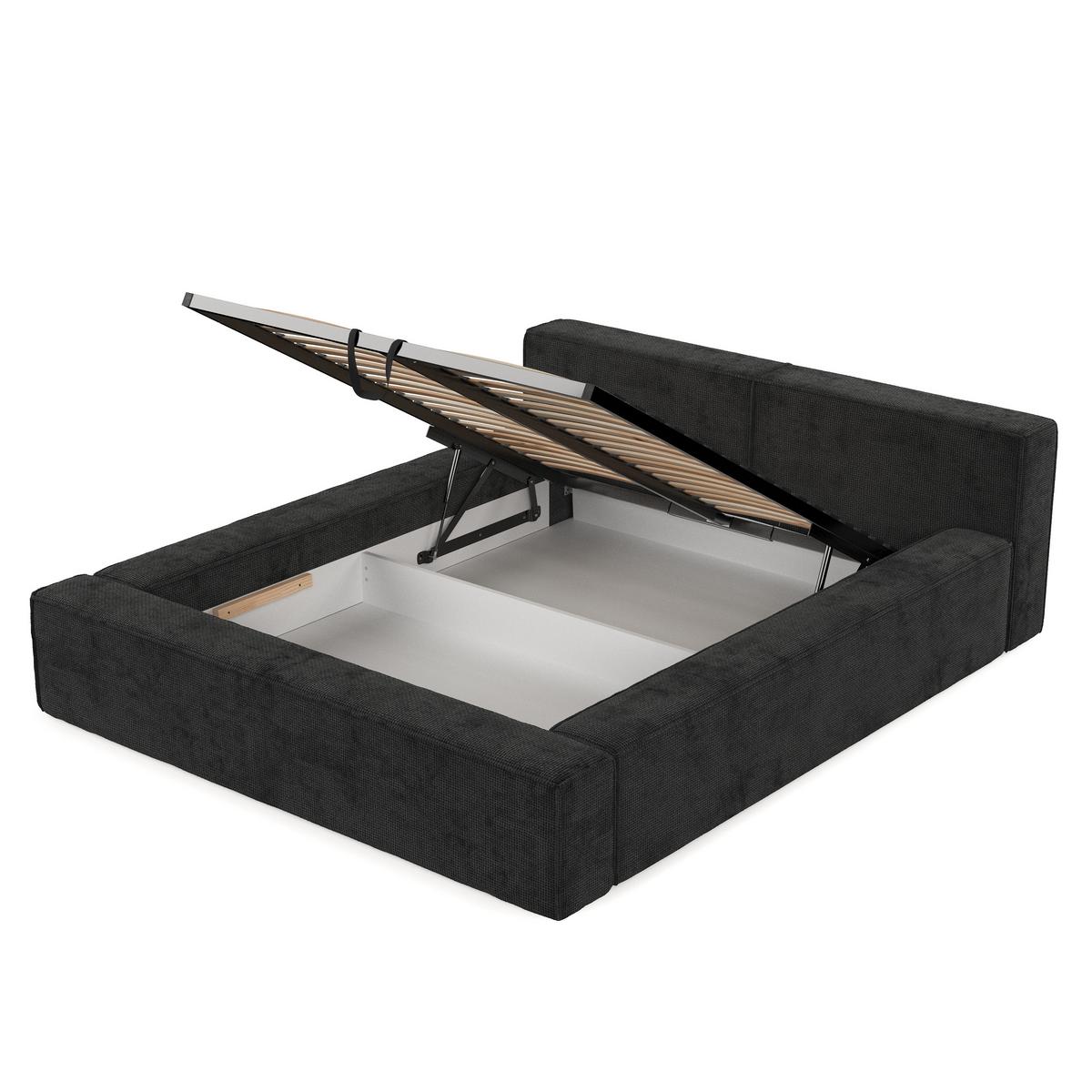 POLSTERBETT Casto mit Stauraum 200/200 cm Schwarz im Bonita Stoff - Schwarz/Naturfarben, Holz/Holzwerkstoff (200/200cm) - AltaBeds