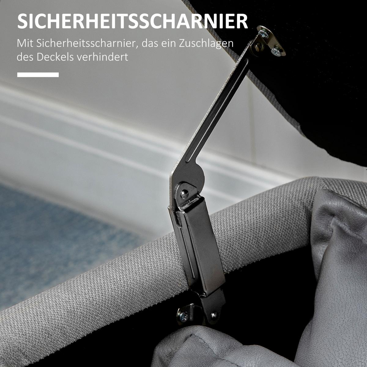 TRUHENBANK mit Stauraum, Leinenoptik für Wohnzimmer, 101x38,5x44,5 cm - Grau, Kunststoff (38.5/44.5/101cm) - HOMCOM