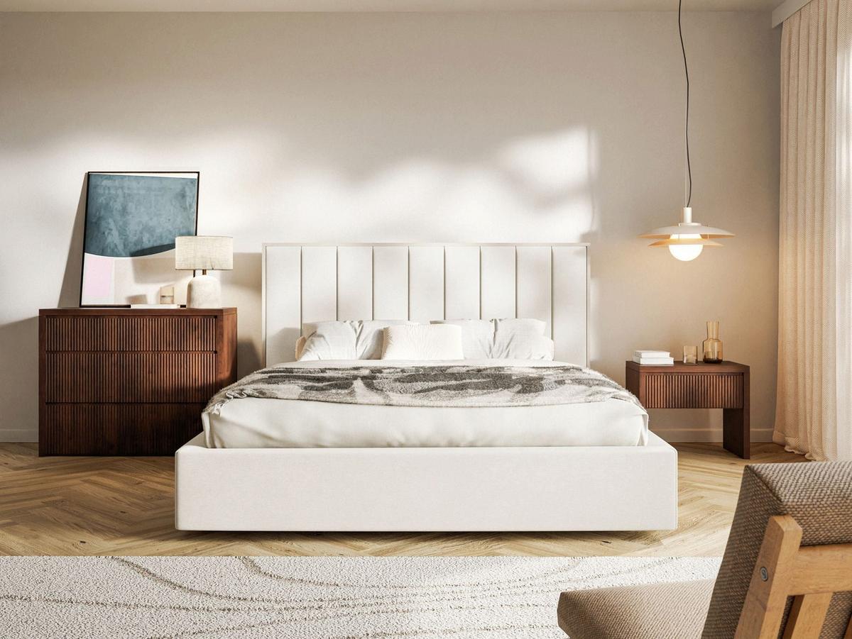 POLSTERBETT Togents Creme mit Veloursbezug und Bettkasten, 140x200 cm - Creme, Textil (140/200cm) - Selsey