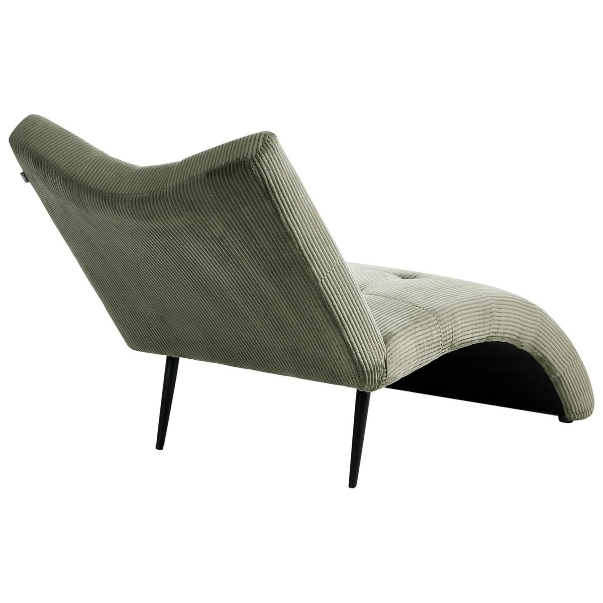CHAISELONGUE Cord Grün Quilly - Schwarz/Grün, Textil (83/97/153cm) - Beliani