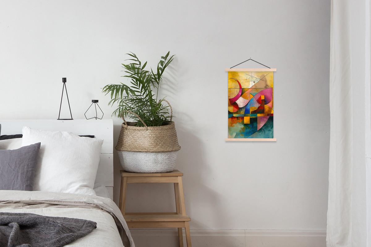 POSTER MIT MAGNETLEISTEN Kunst - Abstrakt - Modern Deko Wohnzimmer 40x60 cm - Gelb, Textil (40/60/0.15cm) - MuchoWow