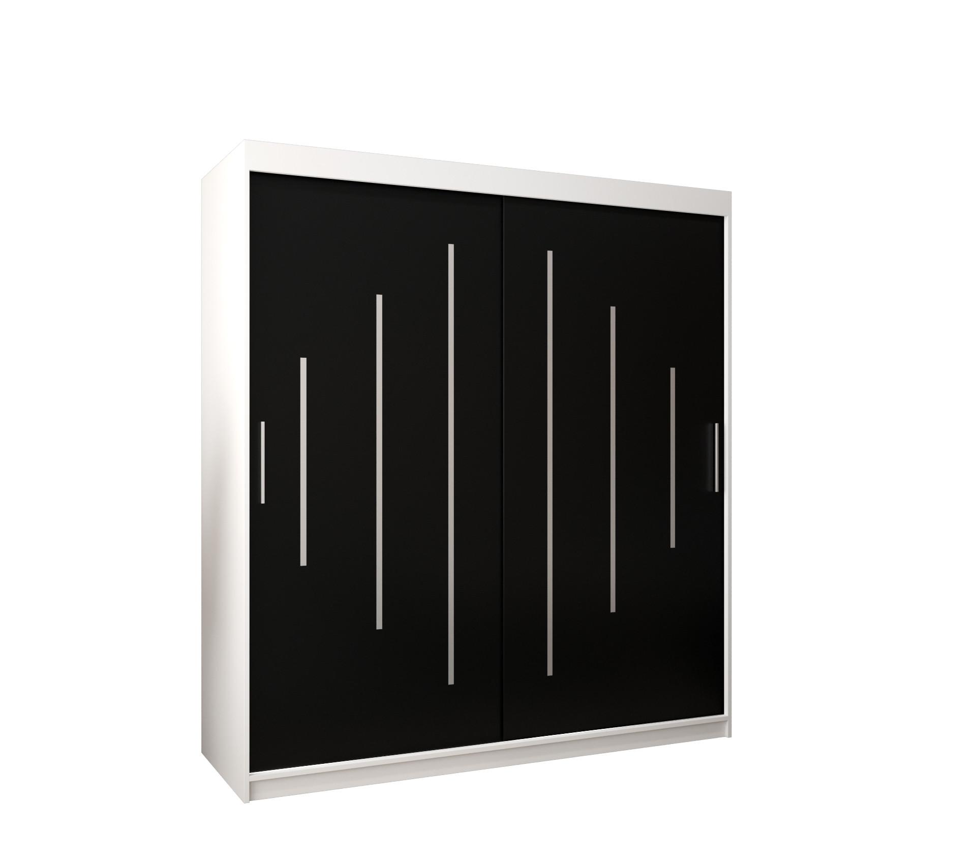 SCHWEBETÜRENSCHRANK 200/180/62 2-türig - Silberfarben/Schwarz, Holz/Kunststoff (180/200/62cm) - Abiks Möbel