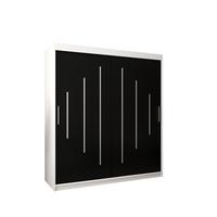 SCHWEBETÜRENSCHRANK 200/180/62 2-türig - Silberfarben/Schwarz, Holz/Kunststoff (180/200/62cm) - Abiks Möbel