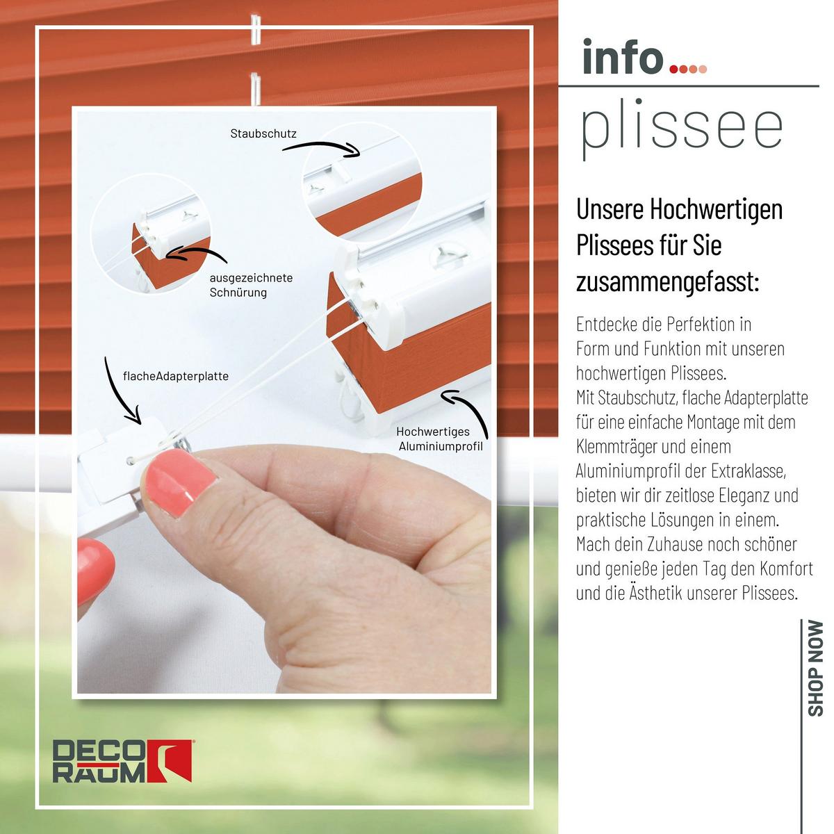 PLISSEE Basic 120 x 150cm Klemmfix ohne Bohren - Orange, Textil (120/150cm) - Deco-Raum