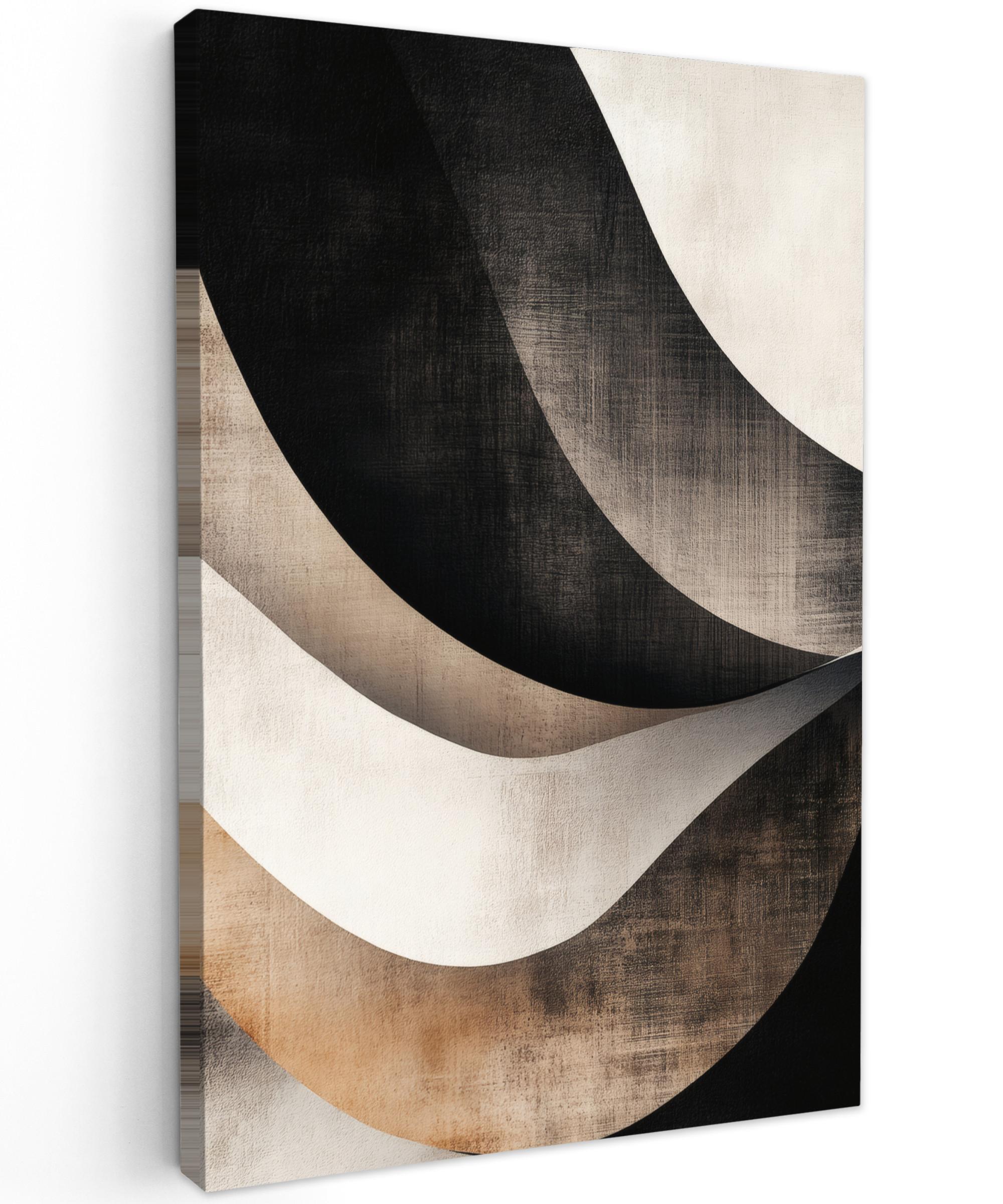LEINWANDBILD Abstrakt - Wellen - Schwarz - Verwittert Deko XXL 80x120 cm - Trüffeleichefarben, Textil (80/120cm) - MuchoWow