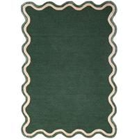 WOLLTEPPICH handgetuftet ALHAM, Wellenbordüre, Waldgrün, 120 x 170 cm - Grün, Textil (120/170cm) - KADIMA DESIGN
