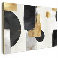 LEINWANDBILD Gold - Rechtecke - Kreise - Abstrakt Wanddeko 90x60 cm - Weiß, Textil (90/60cm) - MuchoWow