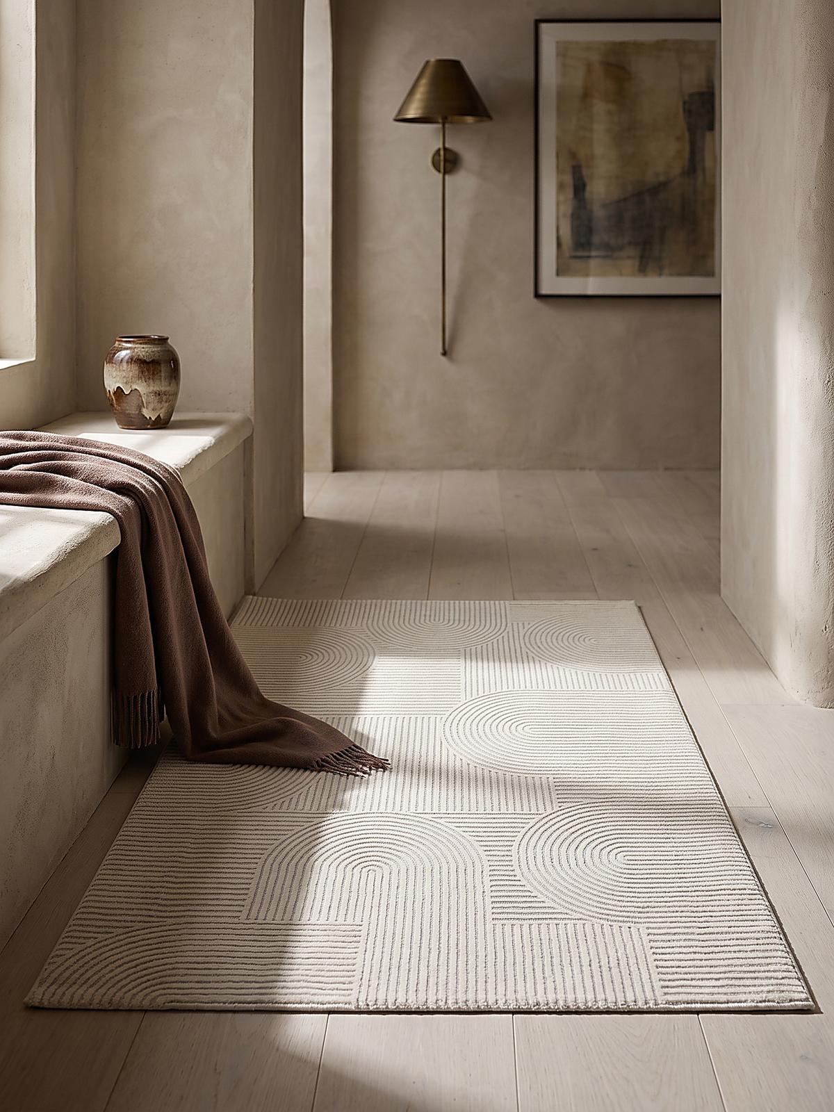 TEPPICH Kurzflor ERESMA Geometrisch Polyester Creme 80 x 150 cm - Creme, Textil (80/150cm) - KADIMA DESIGN